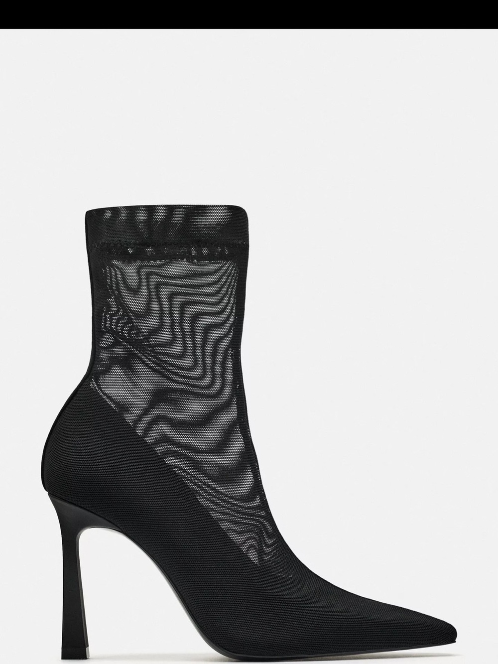 Zara Black Mesh Pointed Stiletto Sock Boot